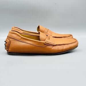 Jack Erwin Shoes Mens 9 Brown Leather Driving Slip On Penny Loafers Comfort